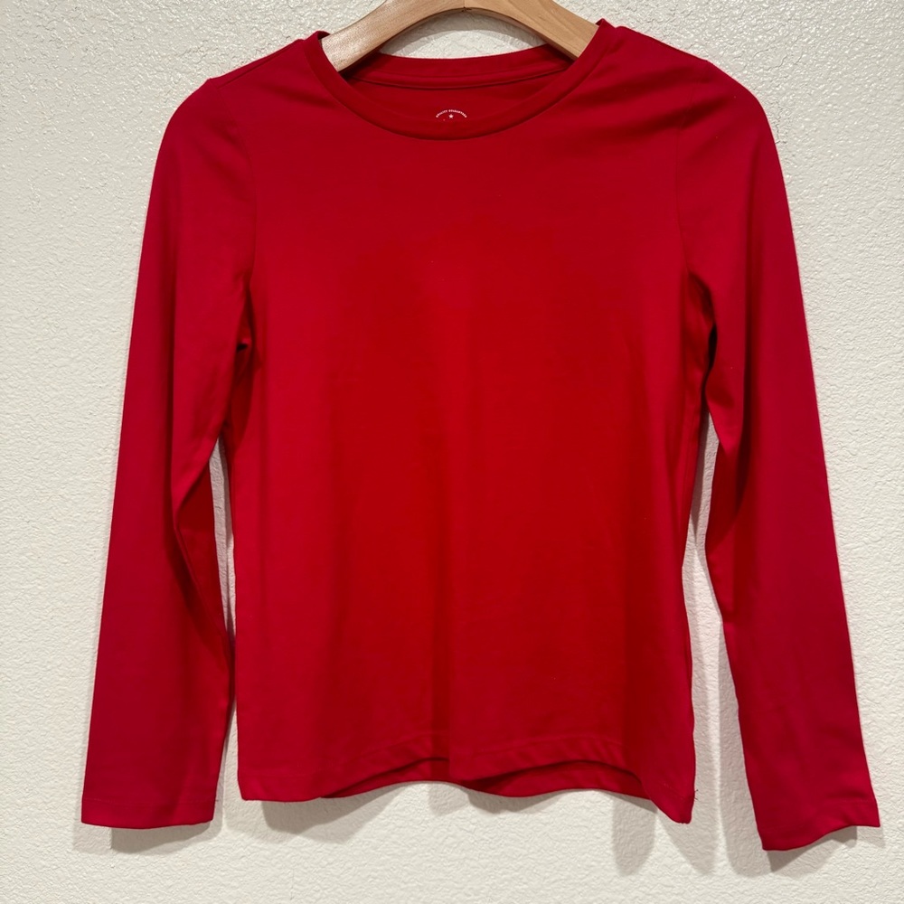 NWT Kids Faded Glory Girls Red Long Sleeve T-Shirt Tee L 10/12